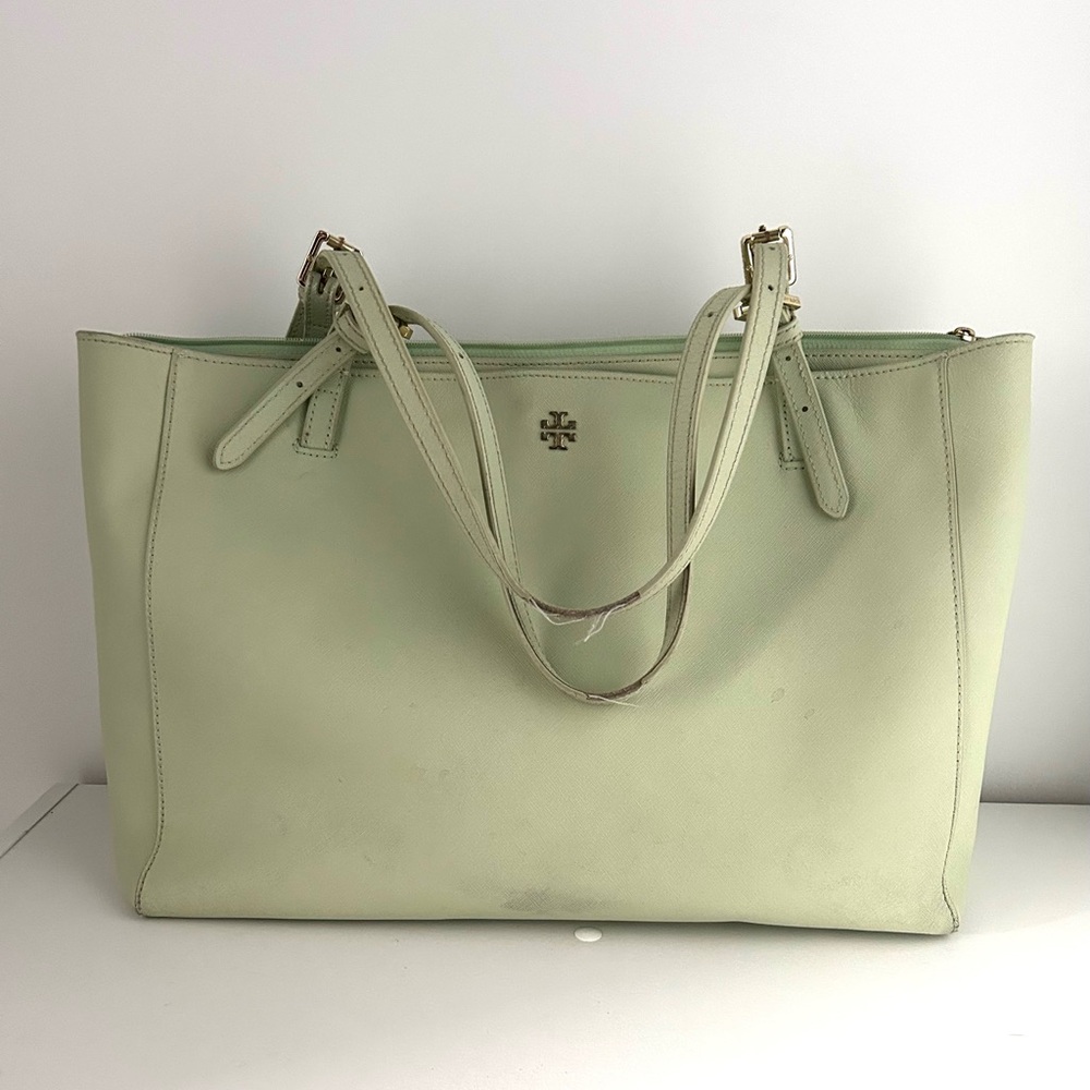 Tory Burch Tote Laptop Bag Teal Sage green